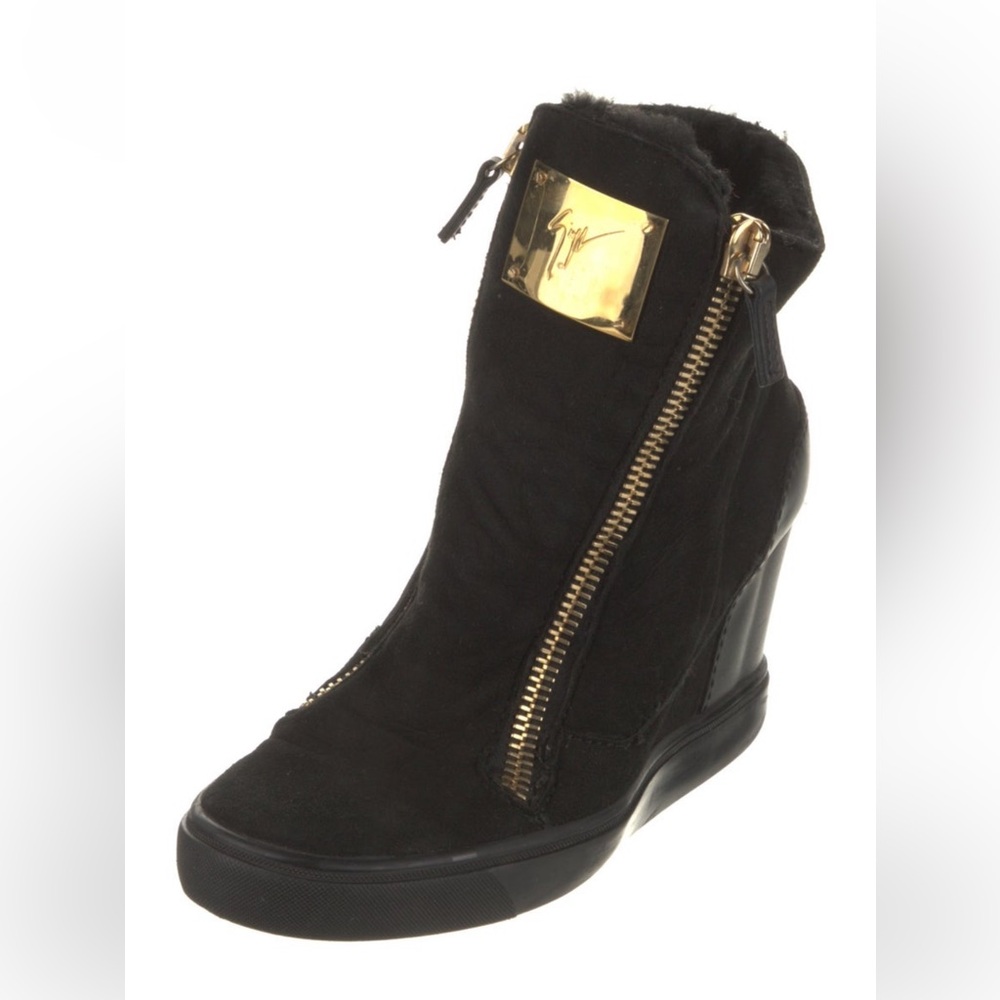 Giuseppe Zanotti Suede Zip-up Platform Boots